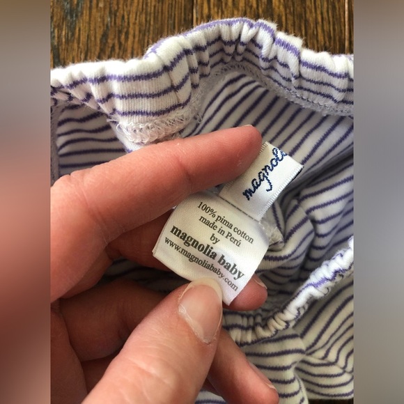 Magnolia Baby Girls 6M Purple/White Striped Orange Ruffle Pants 100% Pima Cotton - Picture 5 of 6